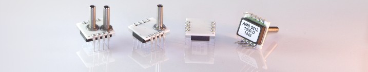 Different types of the OEM pressure sensor series AMS 5812 with analog voltage output and I2C output.